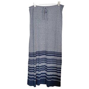 C&C California Large Gray & Blue Striped Maxi Skirt Jersey Knit Casual New USA